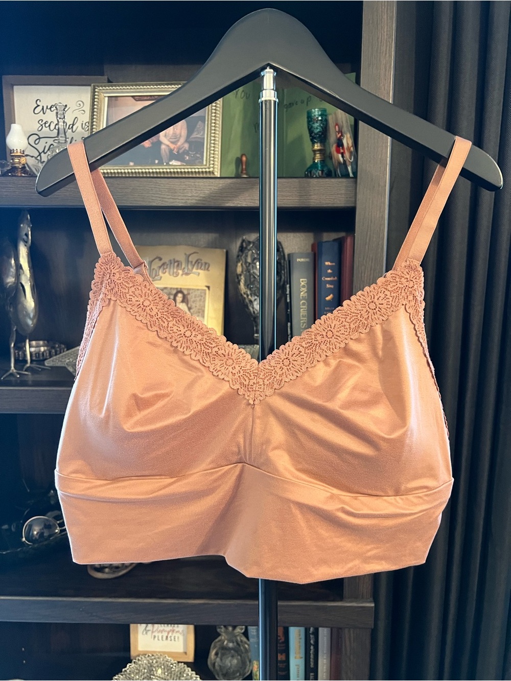 aerie Lace-Trim Bralette in Peach